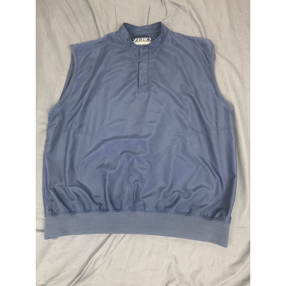 Vintage Zero Restriction Golf Vest Mens XL Blue Microfiber Windbreaker USA Made